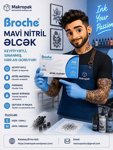 🧤 Yeni rəng, yeni seçim! 💙 Broche marka mavi nitril əlcək ▫️