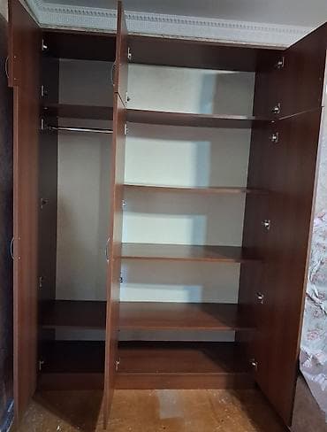 paltar rəfi: Geniş qarderob şkafı – ağac teksturalı qəhvəyi rəng - 5 qapılı ön — 4