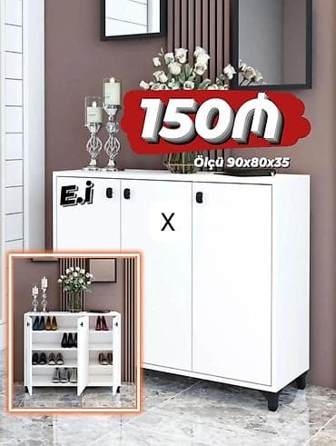 nerdivan nedir: Ağ rəngli ayaqqabılıq/dolab - Ölçü: 90 x 80 x 35 sm (şəkildə — 1