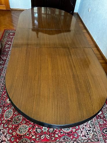 malaziya stolu: Qonaq masası, İşlənmiş, Açılan, Taxta, Oval masa — 3