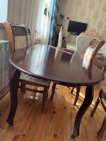 Mətbəx üçün, Oval masa, 6 stul