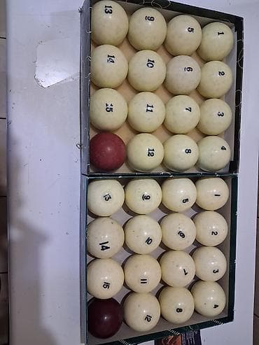 Kitablar və jurnallar: Rus bilyardı üçün top dəsti - Tam dəst: 16 top (1–15 nömrəli açıq — 2