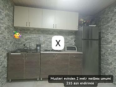 Mebel: 2 metr uzunluğunda mətbəx mebeli dəsti - Yuxarı dolablar: açıq — 1