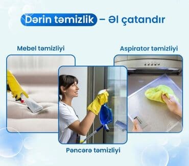 ev təmizləmə: Təmizlik | Ofislər, Mənzillər, Evlər | Gündəlik təmizlik, Təmirdən sonra təmizlik, Pəncərələrin, fasadların yuyulması — 1