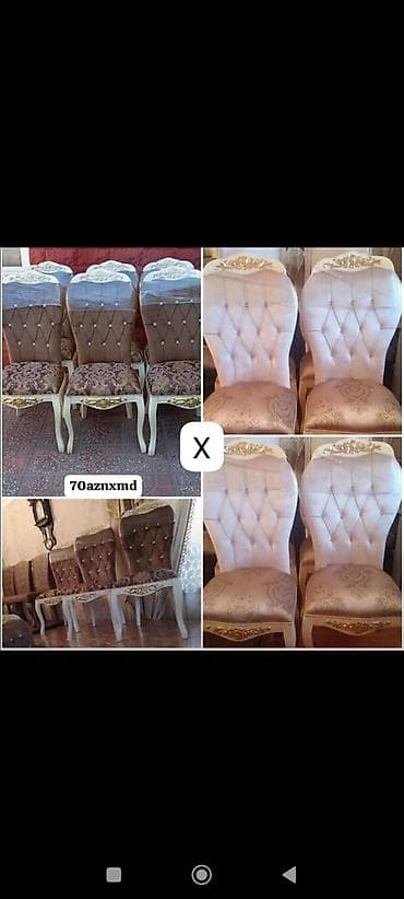 Mebel: Klassik üslubda yumşaq oturacaqlı taxta stullar dəsti. Xüsusiyyətlər — 1