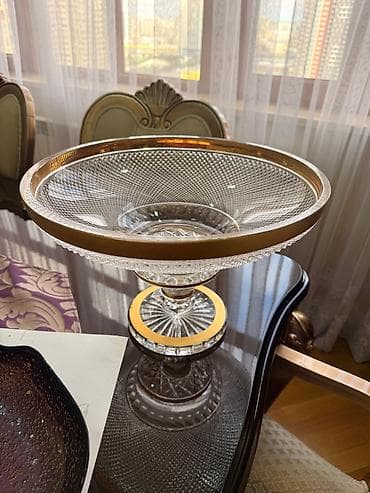 aksesuar qabi: Şüşə ayaqlı meyvə/qəlyanaltı qabı - Material: qalın şəffaf — 1