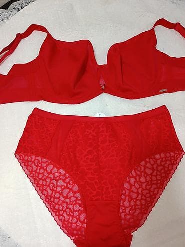 Qadın iç geyimi dəsti – 2 model Böyük bədən 1) Qırmızı dəst -