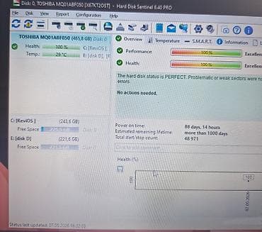 intel core 2 quad q9650: Toshiba 2.5" HDD – MQ01ABF050 - Tutum: 500 GB (LBA 976,773,168 — 2
