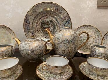 cex fara: Çay dəsti, rəng - Qızılı, Farfor, 6 nəfərlik — 1