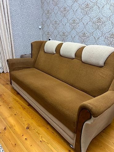 levent mebel: Mebel növü: 3 nəfərlik divan ölçüsü 2metr - Rəng: isti qəhvəyi/bej — 1