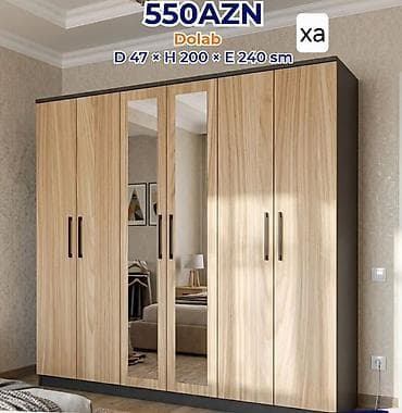 mebel original: Dolab – 6 qapılı, güzgülü model Ölçülər: Dərinlik 47 sm × Hündürlük — 1