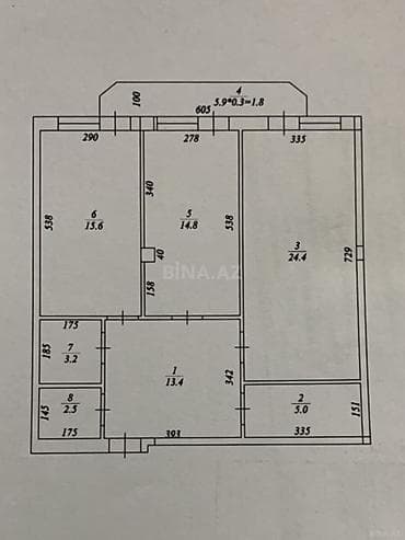 3 otaqlı, Yeni tikili, m. Əhmədli, 85 kv. m — 9