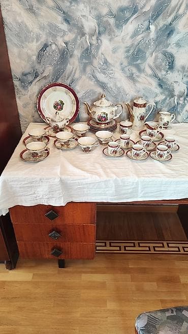 Çay dəsti, rəng - Qızılı, Farfor, 6 nəfərlik, Yaponiya — 7