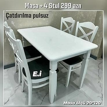stulla: Mətbəx üçün Masa + 4 stul dəsti Endirimde 299azn Sullarda rəng seçimi — 1