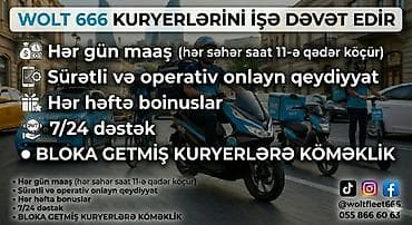 taksi operator: Sürücü-kuryer tələb olunur, Şəxsi nəqliyyat vasitəsi ilə, Həftəlik ödəniş — 1
