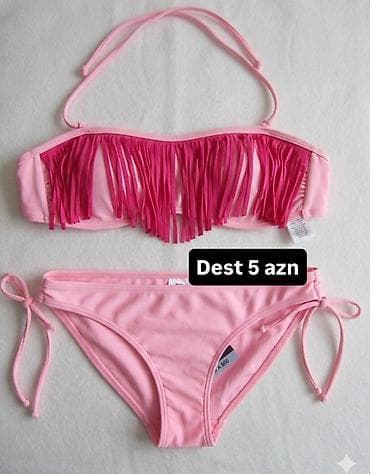 çimərlik geyimi: Qadın bikinisi – 2 hissəli dəst - Rəng: açıq çəhrayı; üst hissədə — 2