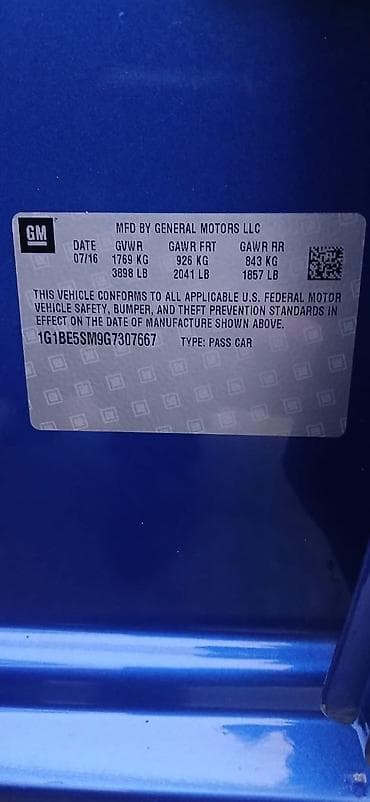 Мототранспорт: Chevrolet Cruze: 1.4 л | 2016 г. 338 км Седан — 6