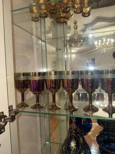 meyvə tərəvəz satışı: Dekorativ qab-qacaq dəsti - Kobalt mavi rəngli 2 ədəd şüşə vaza: oval — 8