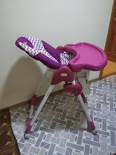 deri plas: MAMALOVE uşaq yemək stulu - Rəng: bənövşəyi/çəhrayı tonlarda, ziqzaq — 3
