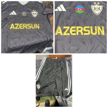 fəhlə geyimi: Qarabağ FK futbol forması dəsti - Rəng: tünd boz (geometrik naxışlı) — 1