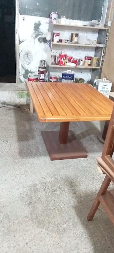 qosa taxt: Dördbucaq masa, Stullar ilə, Açılmayan, Taxta — 3