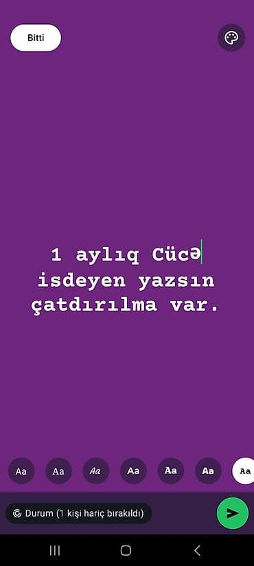 1 aylıq cücə satılır. 1.70 Məlumat: - Yaş: təxminən 1 aylıq - Növ