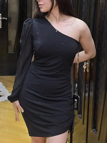 qara etek: Qara rəngli, bəzək daşı detallı mini don - Model: Dizə qədər mini — 3