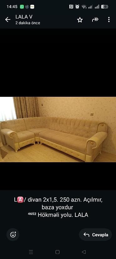 L🅰/ divan 2x1,5. 250 azn. Açılmır, baza yoxdur ⁴⁶⁵² Hökməli yolu lalafo.az -da L🅰/ divan 2x1,5. 250 azn. Açılmır, baza yoxdur ⁴⁶⁵² Hökməli yolu