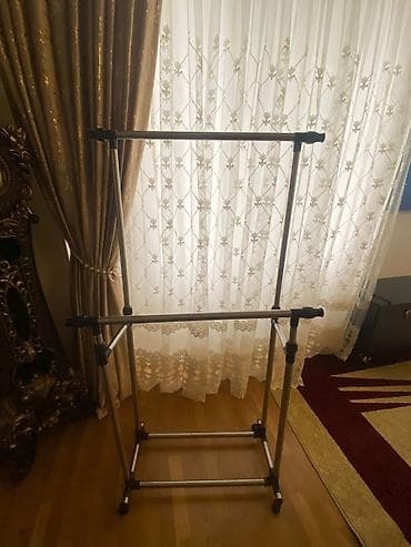 boru utusu: İkiqat asılqanlı paltar askısı/rəf - Material: paslanmayan metal — 6