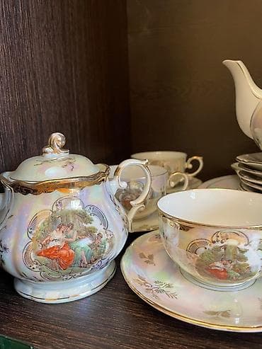 almaniyada saat: Çay dəsti, rəng - Qızılı, 6 nəfərlik, Almaniya — 3