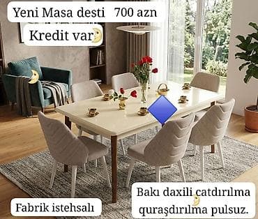 metbext stol stulu: Qonaq otağı üçün, Açılmayan, Dördbucaq masa, 6 stul — 1