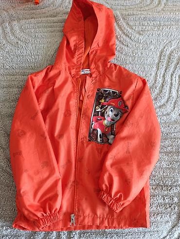 balaca: Uşaq üçün yüngül kapüşonlu gödəkçə - Rəng: narıncı - Üzərində Paw — 1