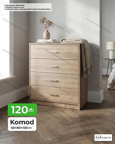 taxta komod: Komod – müasir minimal dizayn - Ölçülər: 40 × 80 × 100 sm - Material — 1
