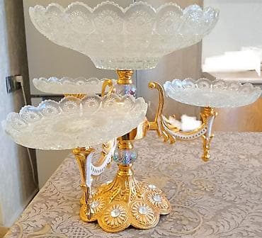 Kristal meyvə və şirniyyat stendi - 4 mərtəbəli kompozisiya: 1 böyük