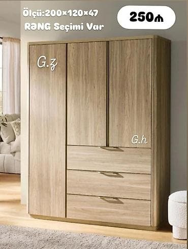 dolab 2 qapili: 3 qapılı, Siyirməli, Digər rəng, Taxta, Açılan, Düz dolab — 1