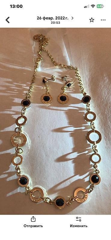 tek das uzukler: Набор из 3- х предметов— ожерелье, серьги, браслет Позолоченный с — 3