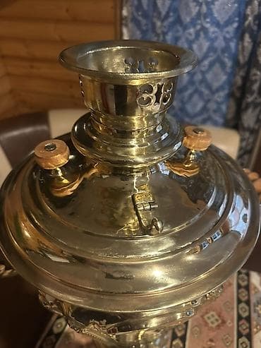 Искусство и коллекционирование: Antik latun samovar. 100 ildən çox yaşı var. 8 L su tutumu. Əla — 4