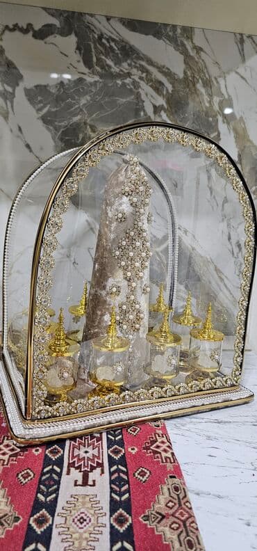 nişan uzuk: Xonça və nişan dəsti — zərif əl işi dekor - Gəlin-nışan mərasimləri — 2