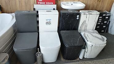 unitaz çəni: Müasir tərtibatlı unitaz kolleksiyası - Dizaynlar: mat boz, klassik — 1