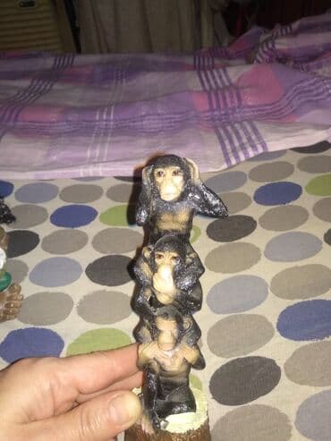 fil sumuyu rengi: 3 Meymun Statuetka. Temiz EL isidi ve 100% Agacdan duzeldilib — 1