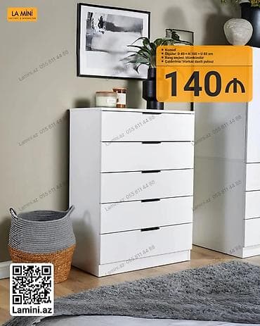 taxta komod: Komod – minimalist dizaynlı, 4 çekmecəli. - Ölçülər: Dərinlik 40 sm — 1
