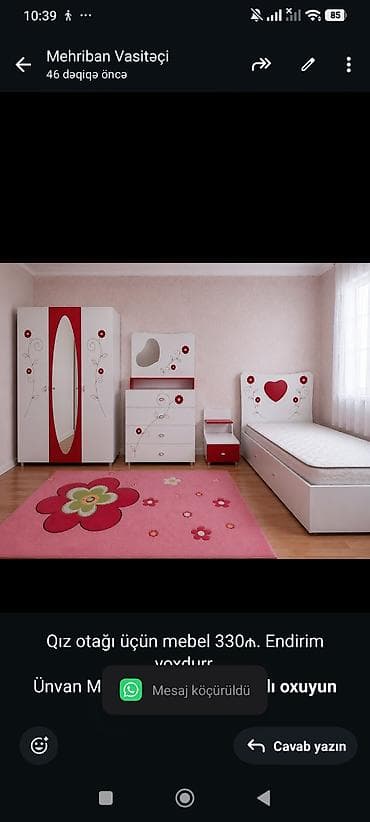 körpü mebel: Qız otağı üçün mebel 330₼. Endirim yoxdurr. Ünvan Masazir dairəsi — 1