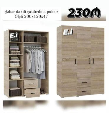 paltar asmaq ucun: Açılan, 3 qapılı Düz dolab, Qarderob, paltar dolabı — 4