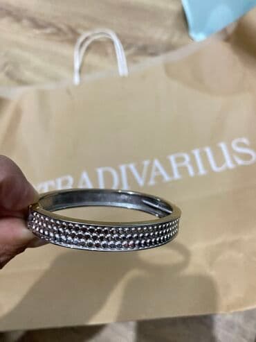 tək qaş: Qolbaq dəsti - Model 1: Gümüşü rəngdə sərt qolbaq, üst hissəsi xırda — 6