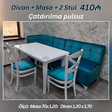 metbex olculeri: Mətbəx oturacaq dəstləri Divan, masa + 2 stul Endirimle 410 azn Ölçü — 2
