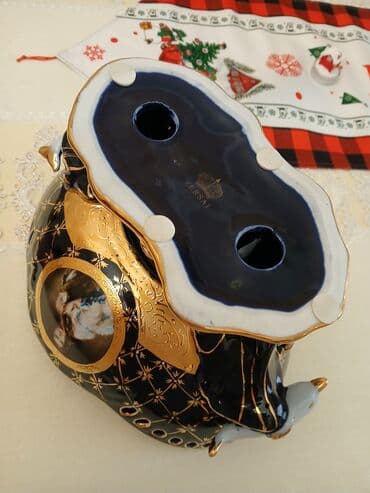 aksesuar qabi: Məhsul: Boyalı və qızılı işləməli dekorativ porselen meyvə/güllük qab — 5