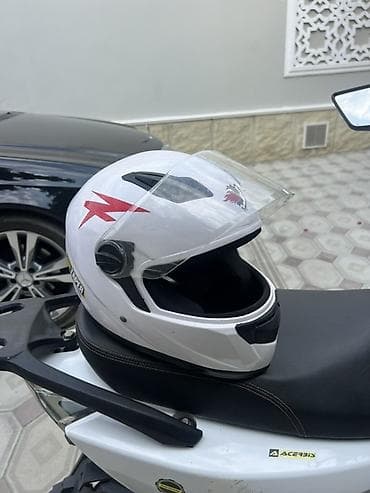 electro moto: Mot motosiklet dəbilqəsi – tam üzlü (full-face) model - Rəng: ağ — 1