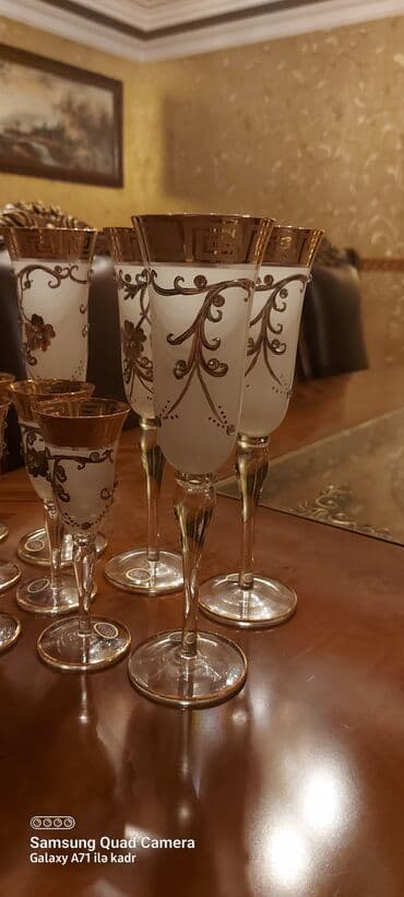 12 yas ucun tortlar: Qədəhlər, rəng - Qızılı, Şüşə, 12 ədədli dəst — 2