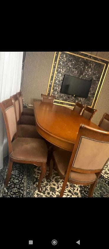Qonaq otağı üçün, İşlənmiş, Açılan, Oval masa, 8 stul