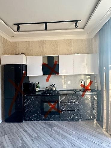 Qara mərmər naxışlı mətbəx mebeli dəsti uzunluğu 3.30 ünvanı Badamdar — 1